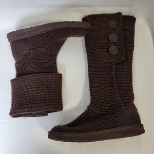 Ugg Australia Women 5819 Comfort Tall Sweater Cardi Knit Boots Shoes Sz 7 Brown